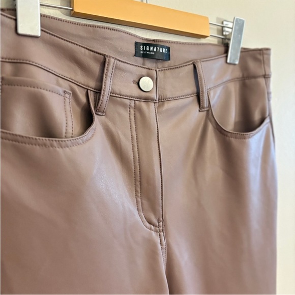 Reitmans Buttery Soft Brown Taupe Straight Leg Faux Leather Pants - Size 10 - Picture 5 of 13